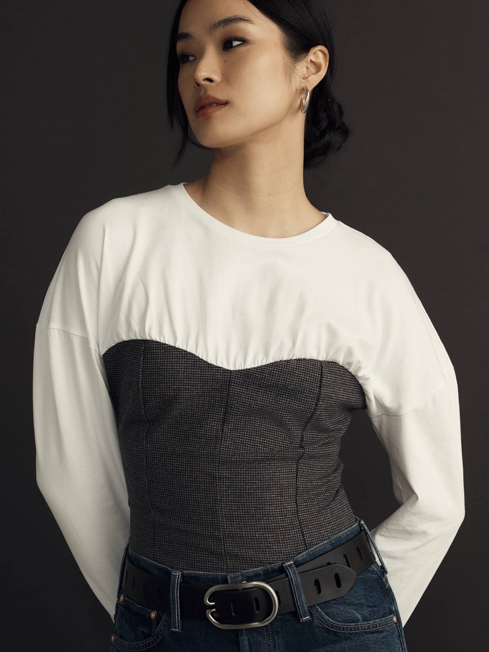 Maeve by Anthropologie Long-Sleeve Twofer Corset Blouse - Size XS